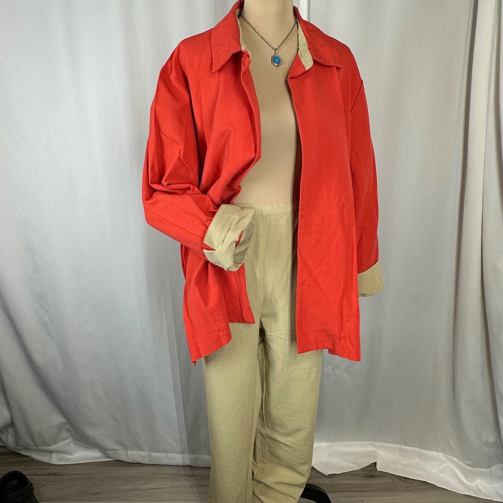 Draper's & Damon's 2 Pc Linen Blend Tunic Top 18W Pants 16 Plus